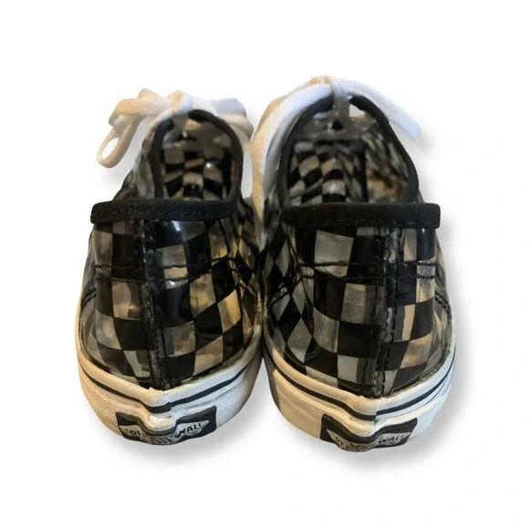 RARE Classic Checkered Vinyl Clear/Black See Through Youth Vans Size 2.5 - Picture 3 of 4
